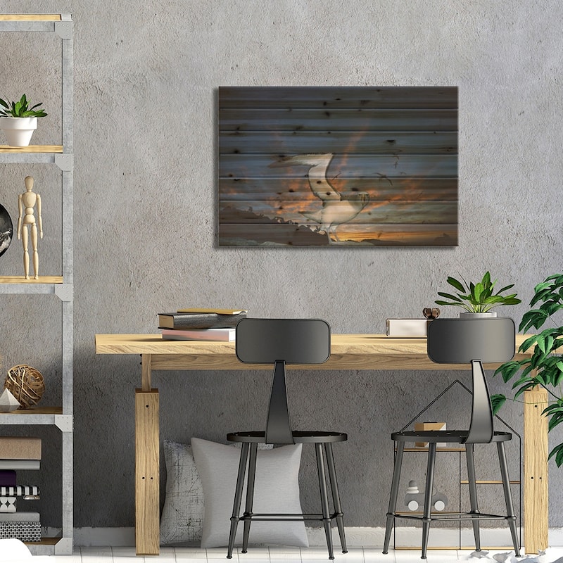 Salvin's Albatross Returning To Crowded Nesting Colony At Sunset, Proclamation Island, New Zealand Print On Wood by Tui De Roy