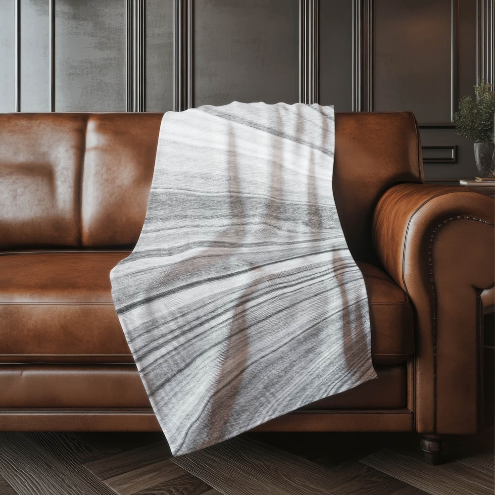 Premium Machine Washable Contemporary Stripe Sherpa Throw Blanket
