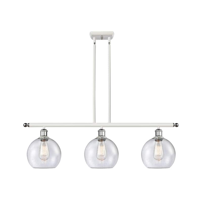 Innovations Lighting Athens 3 Light 36" Island Light - 8" Shade - Seedy/White and Polished Chrome