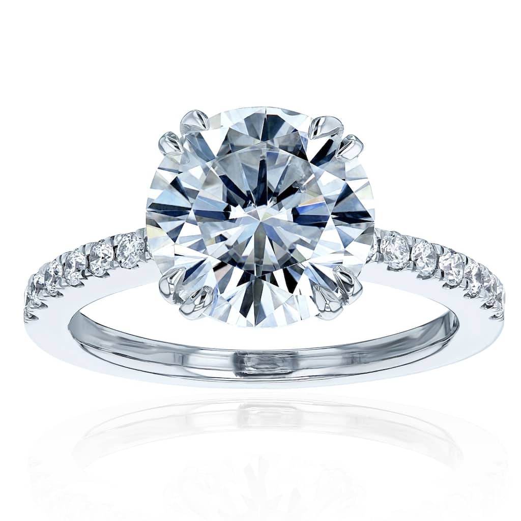 Kobelli 3.22 Carats Lab Grown Diamond Certified 14k Solid Gold Half Eternity Tulip Engagement Ring