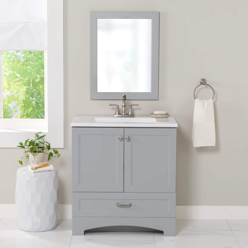 Spring Mill Cabinets Emlyn 30.5" Bathroom Vanity With Drawer and White Sink Top