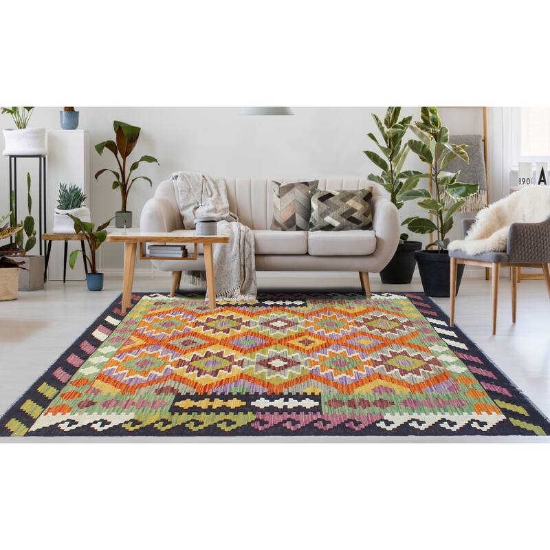 Flatweave Wardell Rust/Black Rug - 4'1" x 5'7"