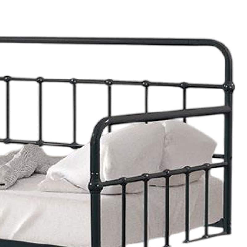 Tes Daybed with Pull Out Trundle, Classic Black Metal Open Frame