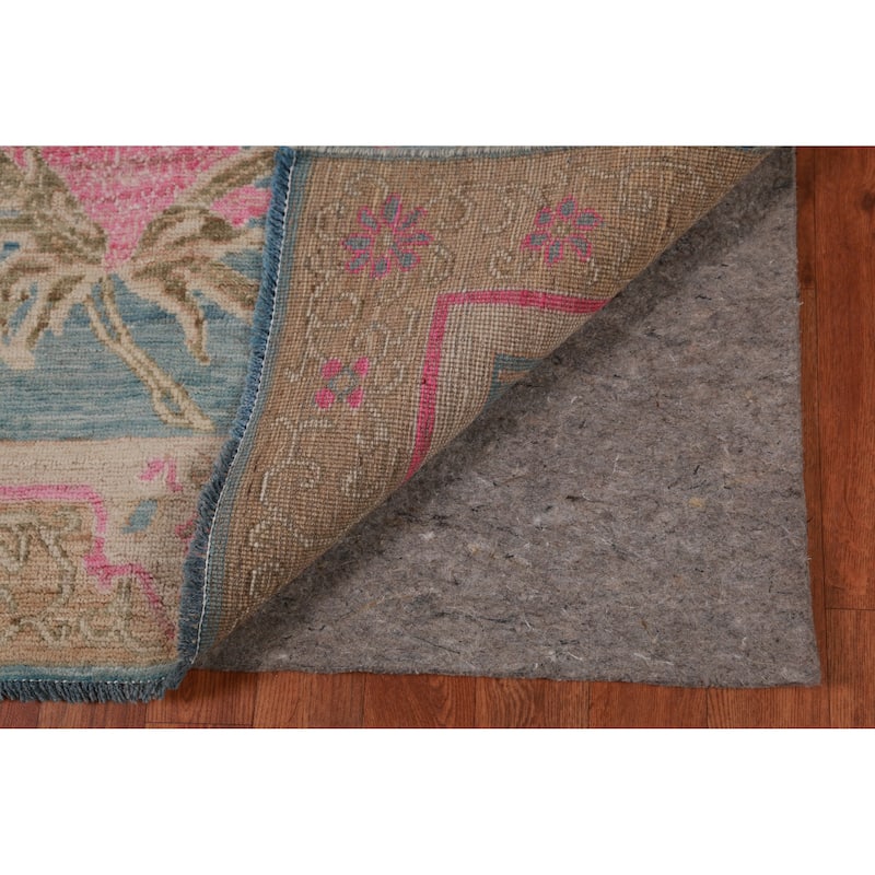 Hand Knotted Oriental 100% Wool Carpet Transitional All-Over Navy Blue & Blues Oushak Runner Rug - 12' 0'' X 2' 11''
