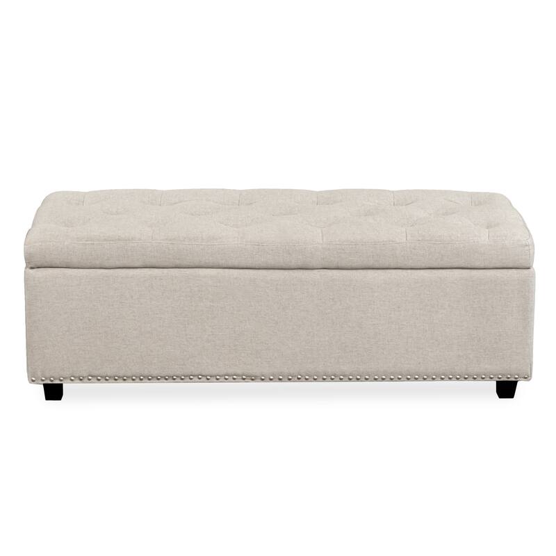 DH Basic Modern Brian 48-inch Rectangular Linen Storage Ottoman Bench by Denhour