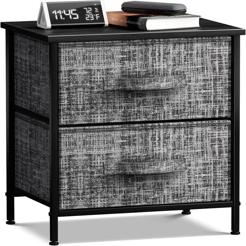 Nightstand with 2 Drawers - Gray/Black