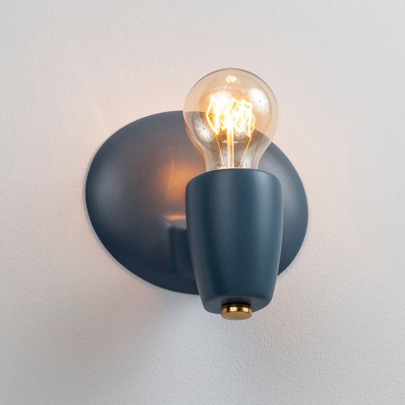 Ceramic Ovalesque Wall Sconce - Midnight Sky/Polished Brass