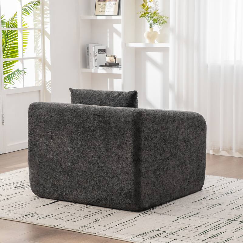 40" Convertible Chenille Floor Sofa Bed, Foldable Boneless Mattress Cloud Single Couch Lounge Chair with Armrest & Pillow