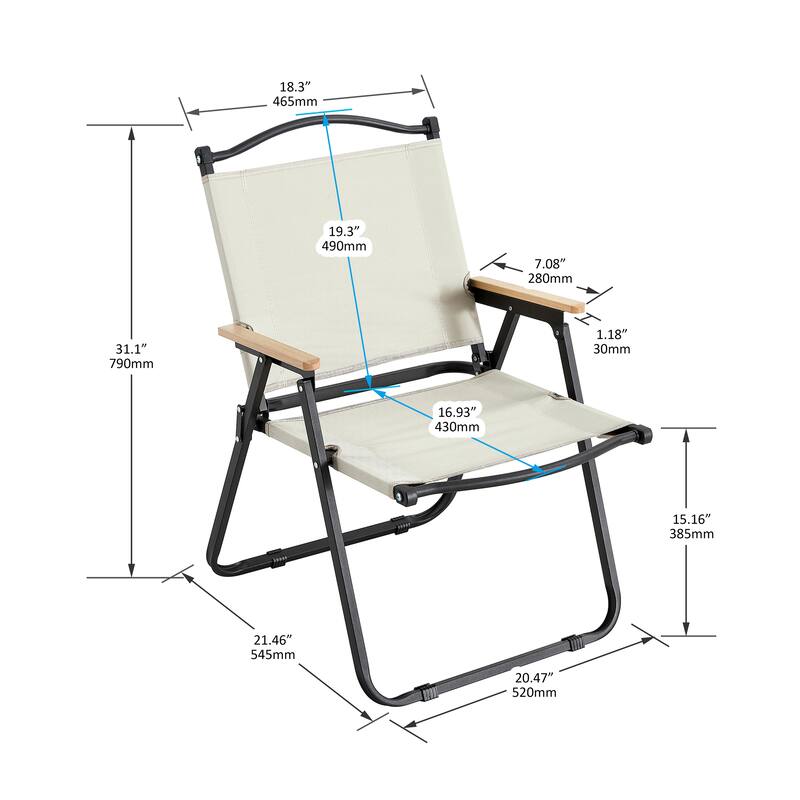 1-Piece Folding Outdoor Chair for Indoor, Outdoor Camping, Picnics, Beach,Backyard, BBQ, Party, Patio - Beige