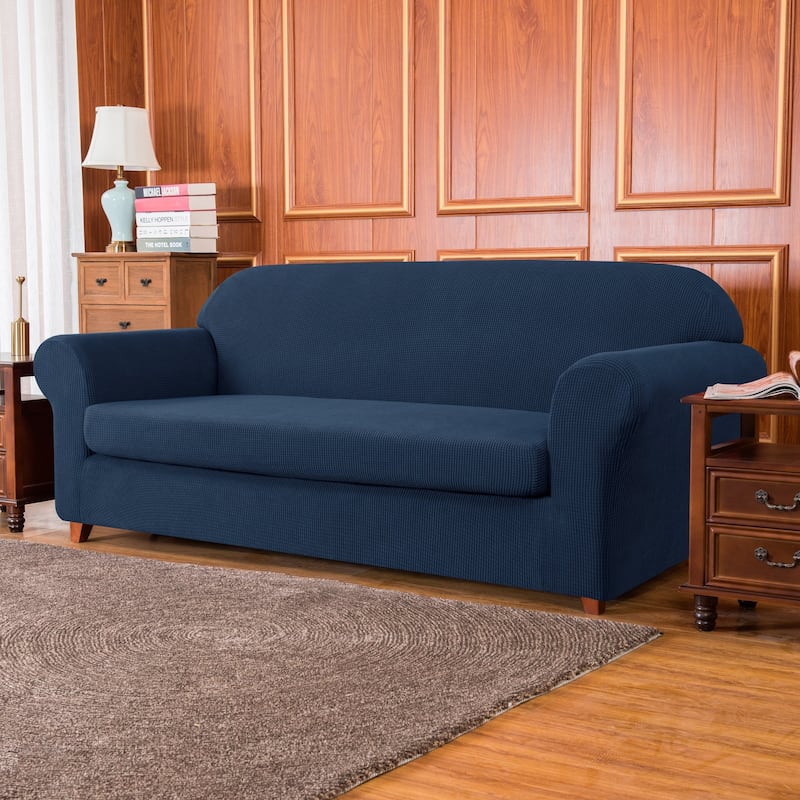 Subrtex 2 Piece XL Sofa Slipcover Stretch Spandex Furniture Protector - Navy
