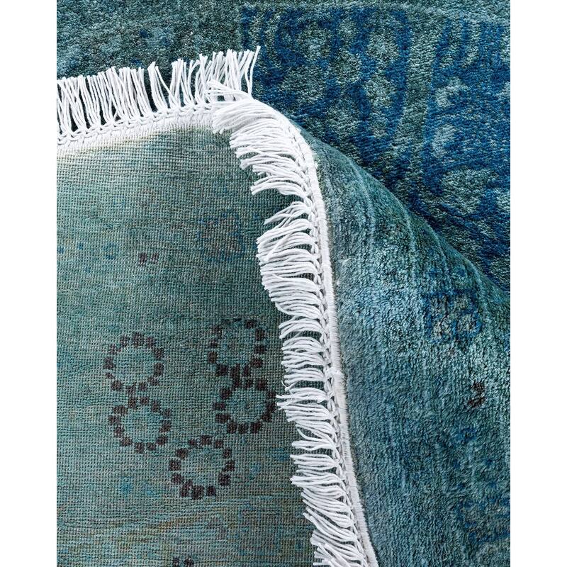 Contemporary Overdyed Wool Hand Knotted Round Area Rug - 6' 1" x 6' 1"
