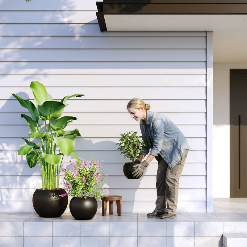 DTY Signature Mount Sherman 1-Piece Fiberstone Planter for Indoor/Outdoor