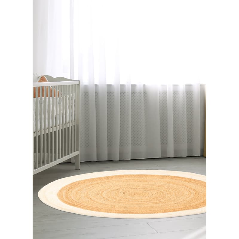 ECARPETGALLERY Braided Weave Palas Denizli Tan Jute Rug - 3'7 x 3'7