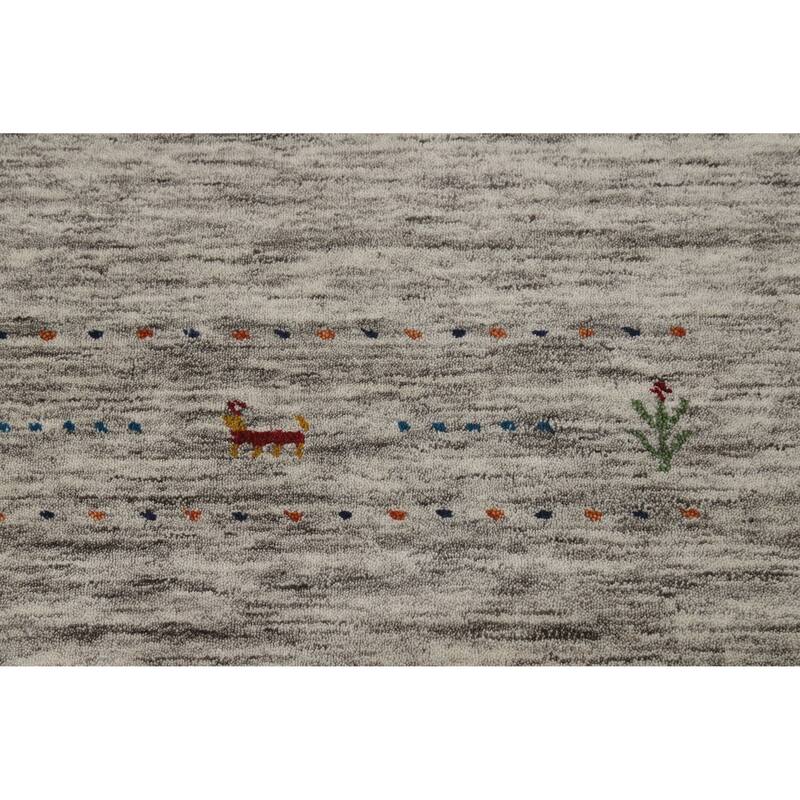 Hand Knotted Oriental 100% Wool Carpet Tribal Animal Pictorial Beige & Ivories Gabbeh Area Rug - 5' 11'' X 3' 11''