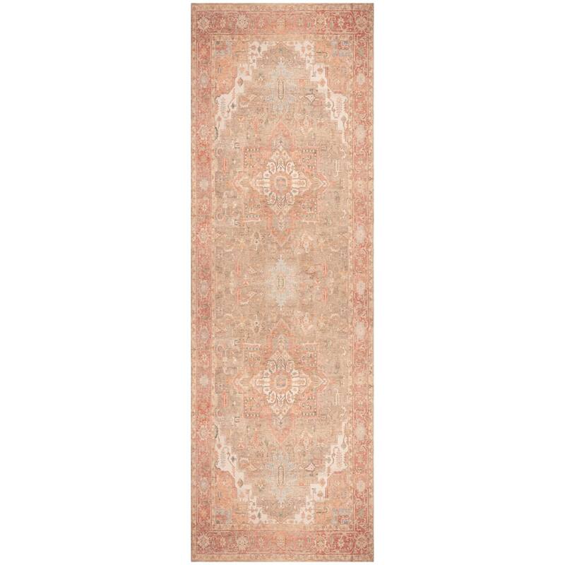 Nourison Vintage Washables Indoor only Persian Area Rug - 2' x 6' - Coral/Taupe
