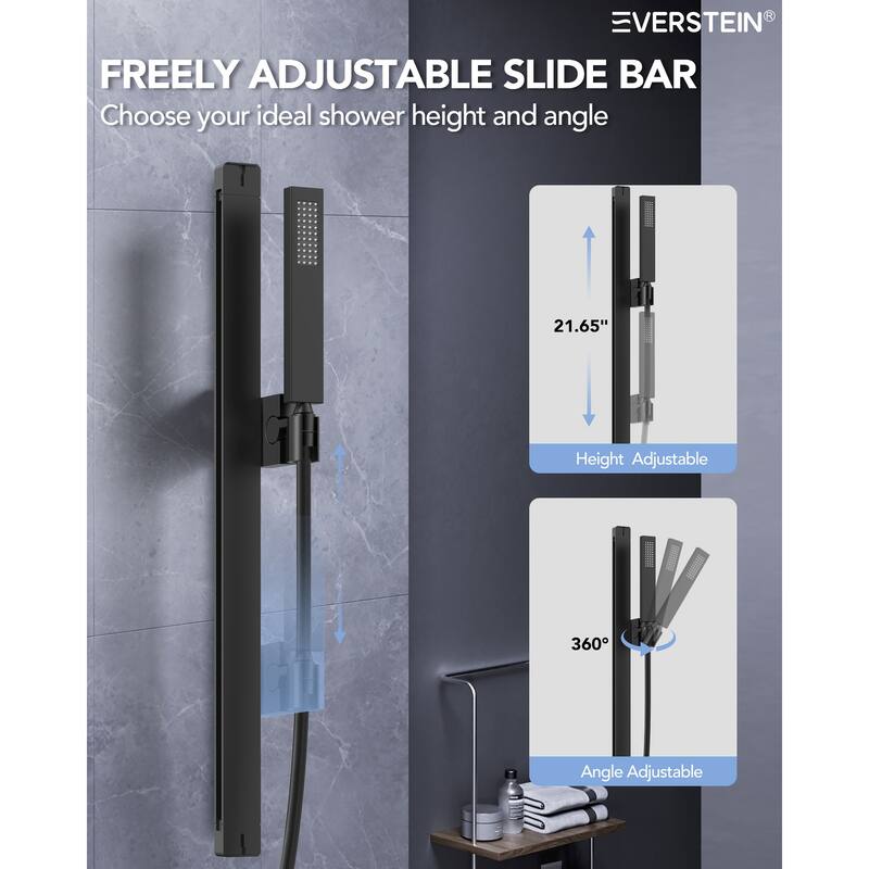 Multi-Function Thermostatic Shower System – Rainfall, Waterfall, Body Jets & LED Smart Control - 15*23