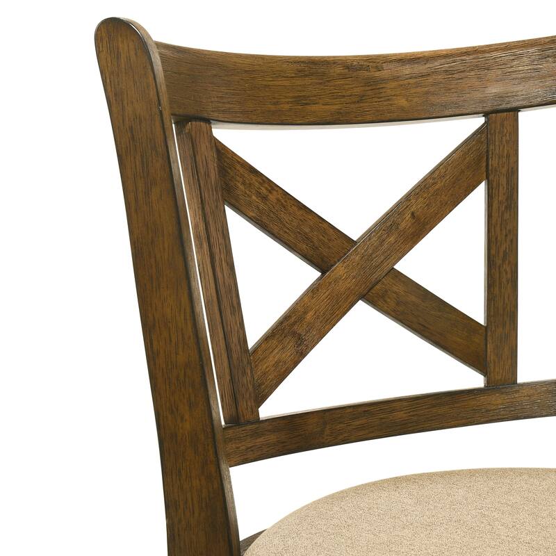 Kodi Modern Farmhouse Swivel Wood Counter Height Kitchen Bar Stool in Sepia Brown Finish with Fabric Upholstered Seat