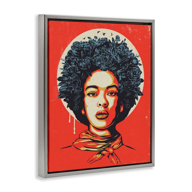 Stupell Vibrant Portrait of Woman Framed Floater Canvas Wall Art Design By Balazs Solti