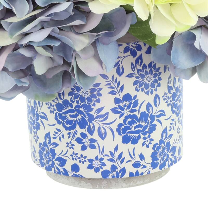 Hydrangeas Arranged in Decorative Ceramic Pot