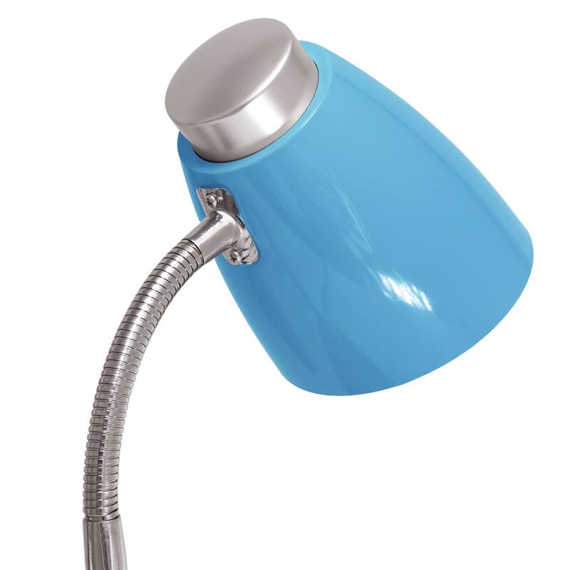 18.5 in. Chrome Finish Table Lamp with Blue Shade, Desk Lamp for Writing and Computer Desks