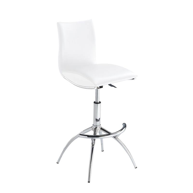 Modern Barstool Leatherette/Chrome Adjustable Height In Black Color