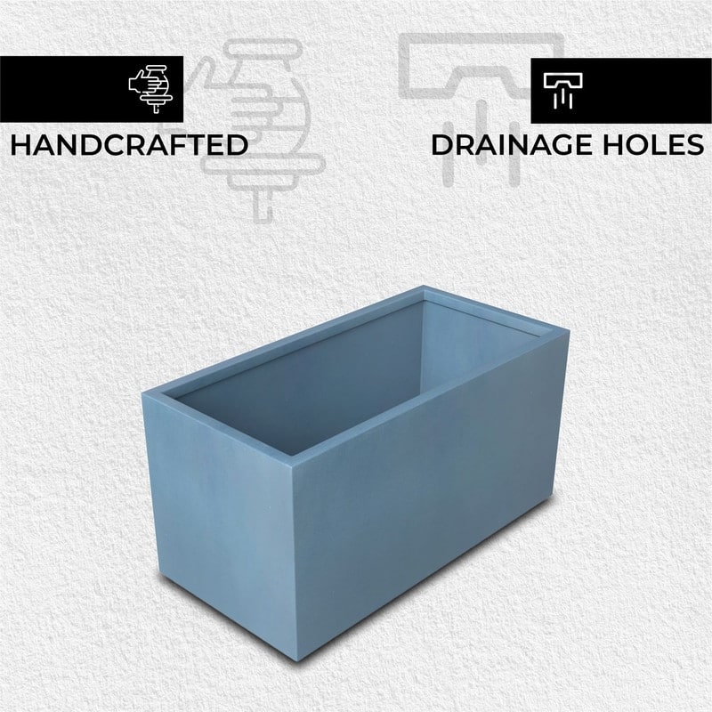 Bloom Rectangular Planter in Fiberstone for Modern Indoor and Outdoor Patio Planter Flower Pot with Drainage