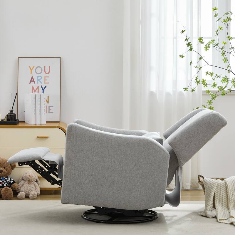 Wingback Swivel Rocker Recliner Chair, Glider Rocker Recliner, Rocking Chair Nursery for Living Room Bedroom Apartment - Grey