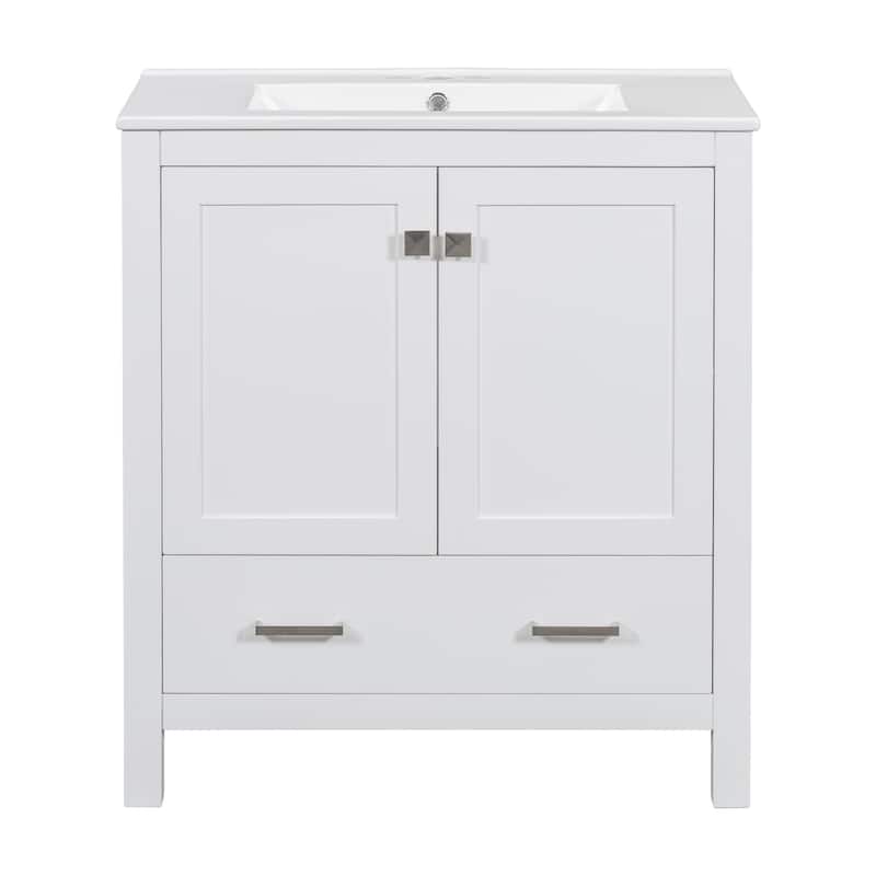 30" Bathroom Vanity with Single Sink, Combination Under Counter Sink, Cabinet with 2 Doors and a Drawer, Soft Closure