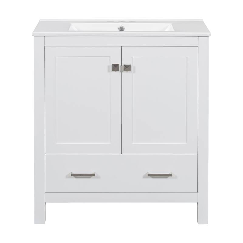 30" Bathroom Vanity with Single Sink Soft Closing 2 Doors and a Drawer