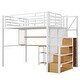 preview thumbnail 12 of 22, Full Size Metal Loft Bed with Wardrobe, Built-in Wood Tabletop Desk, Storage Shelves and Storage Stairs for Bedroom