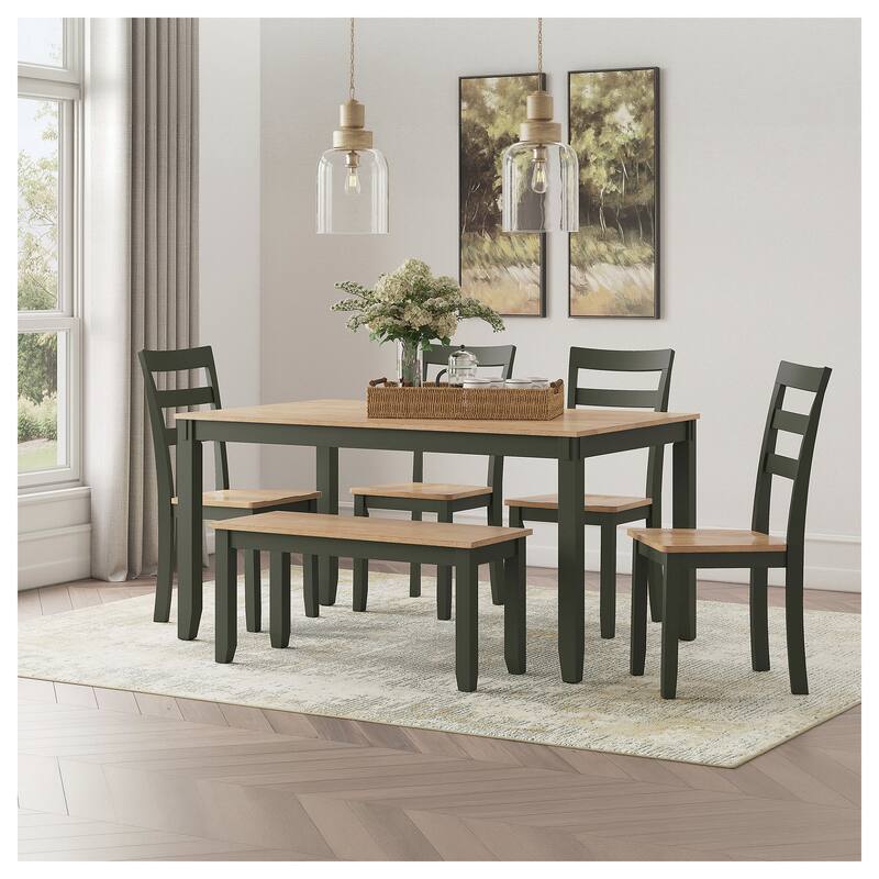 Signature Design by Ashley Gesthaven Dining Table with 4 Chairs and Bench (Set of 6)