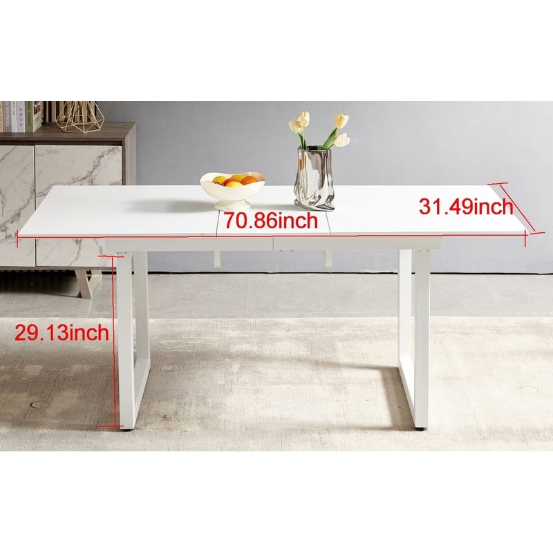 70.86"W Square Extendable Dining Table with Metal Leg