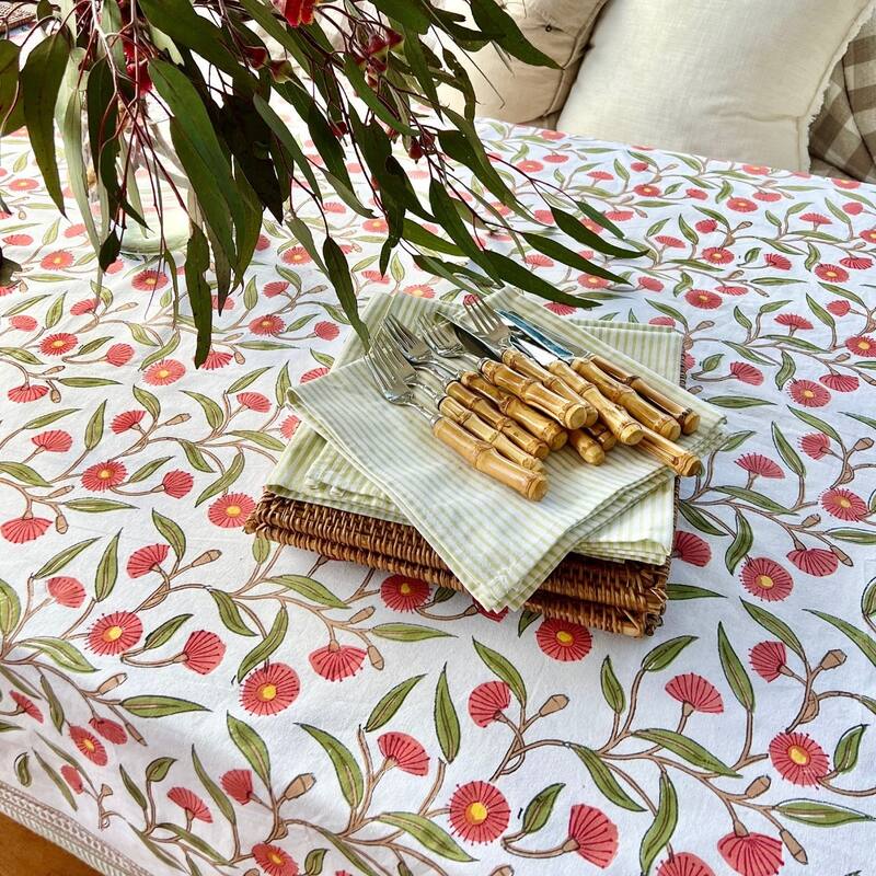 Red and green flowering gums tablecloth- Rectangular Christmas