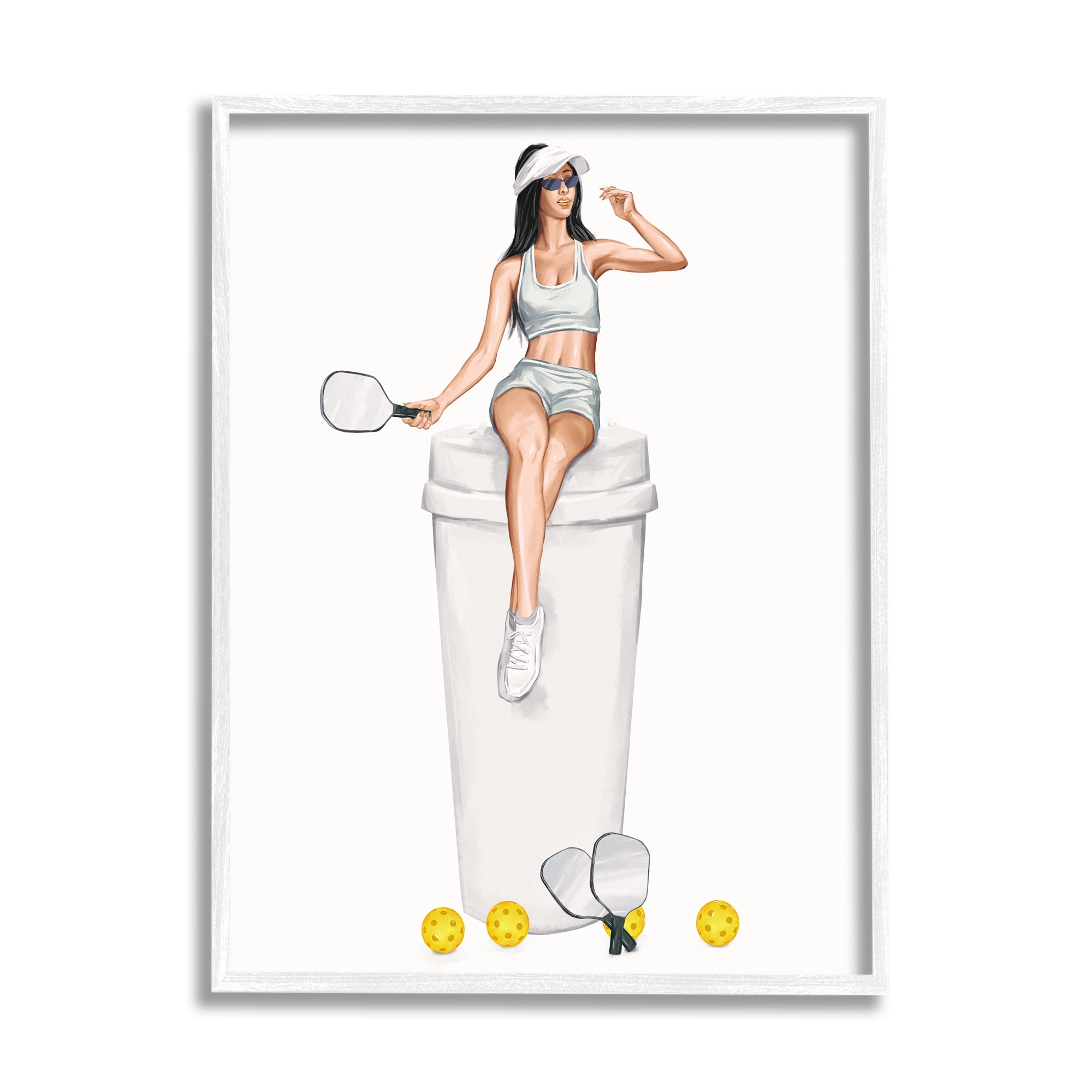 Stupell Athletic Tennis Girl Coffee Cup Framed Giclee Art by Ziwei Li