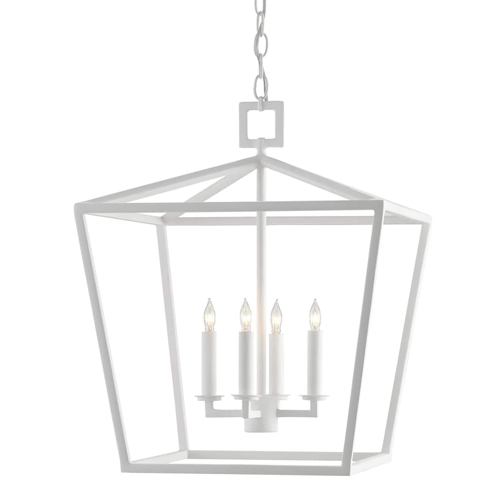 Currey & Company Denison White Medium Lantern - 22"h x 18"w x 18"d