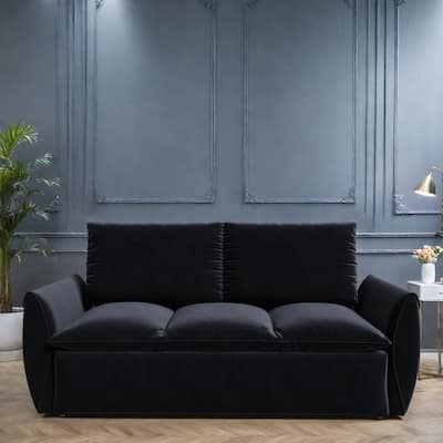 70.9" Velvet 3-Seat Sleeper Sofa with Hydraulic Lifting Rods, Steel Tube Frame
