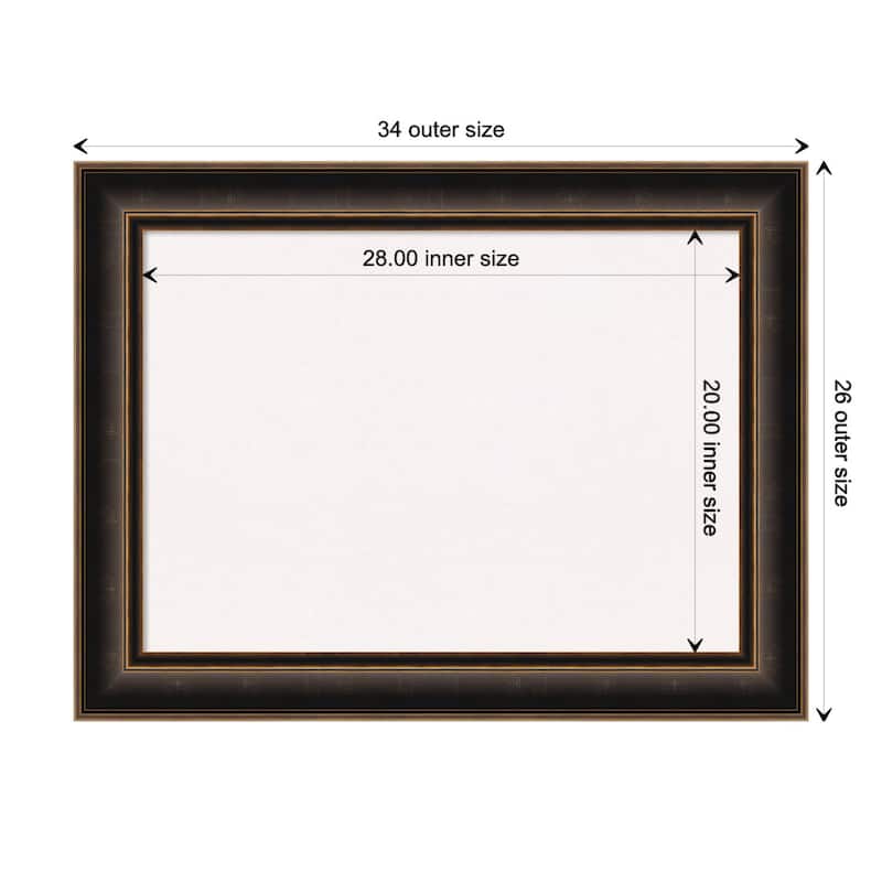 Villa Oil Rubbed Bronze Wood Framed White Corkboard Bulletin Board - Board Size 28x20