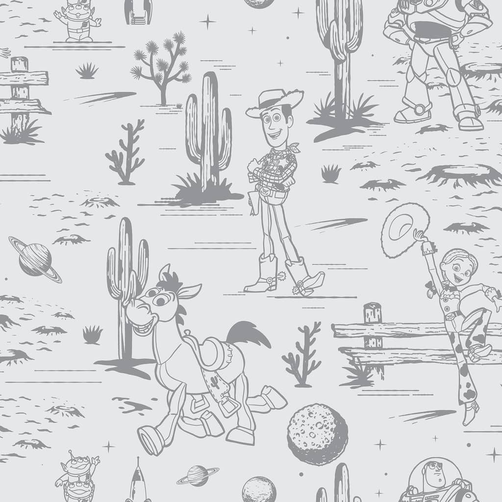 RoomMates Disney Toy Story Toile Grey Peel and Stick Wallpaper