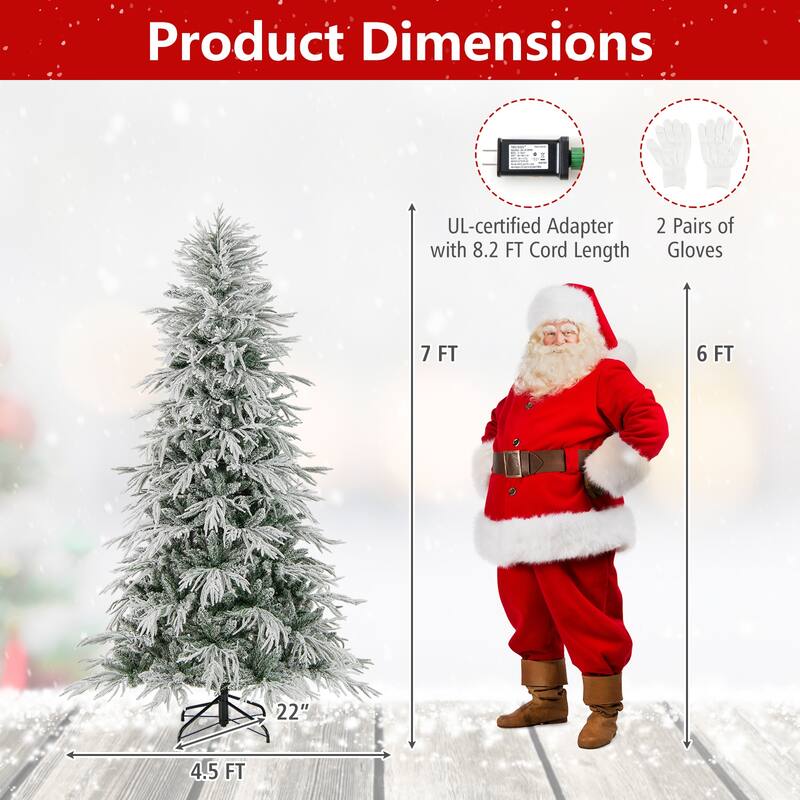 Gymax 6/7/8 FT Artificial Christmas Tree w/1108 PE PVC Branch Tips & - Green, White