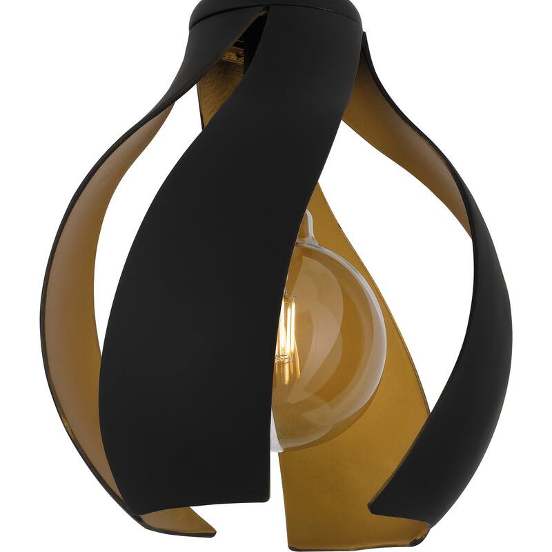 Matte Black One Light Semi Flush Mount from the Quoizel Semi-Flush Mount Collection