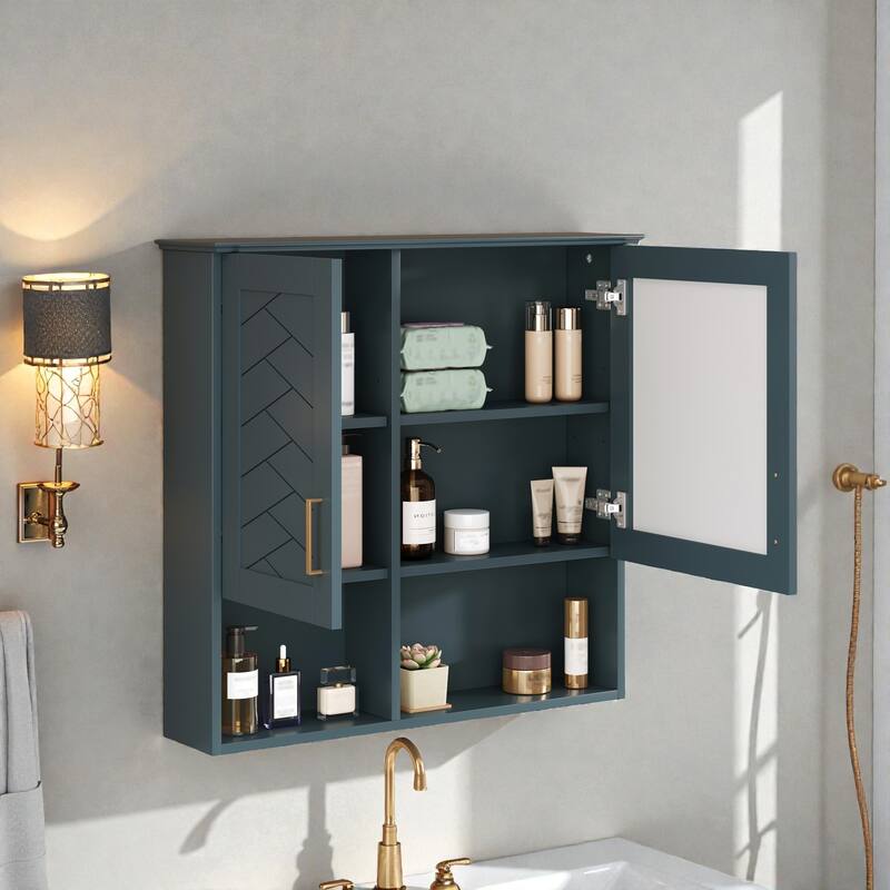 30 Inch Wall Mounted Bathroom Medicine Cabinet with Mirror, Adjustable Shelves, Soft Close Doors