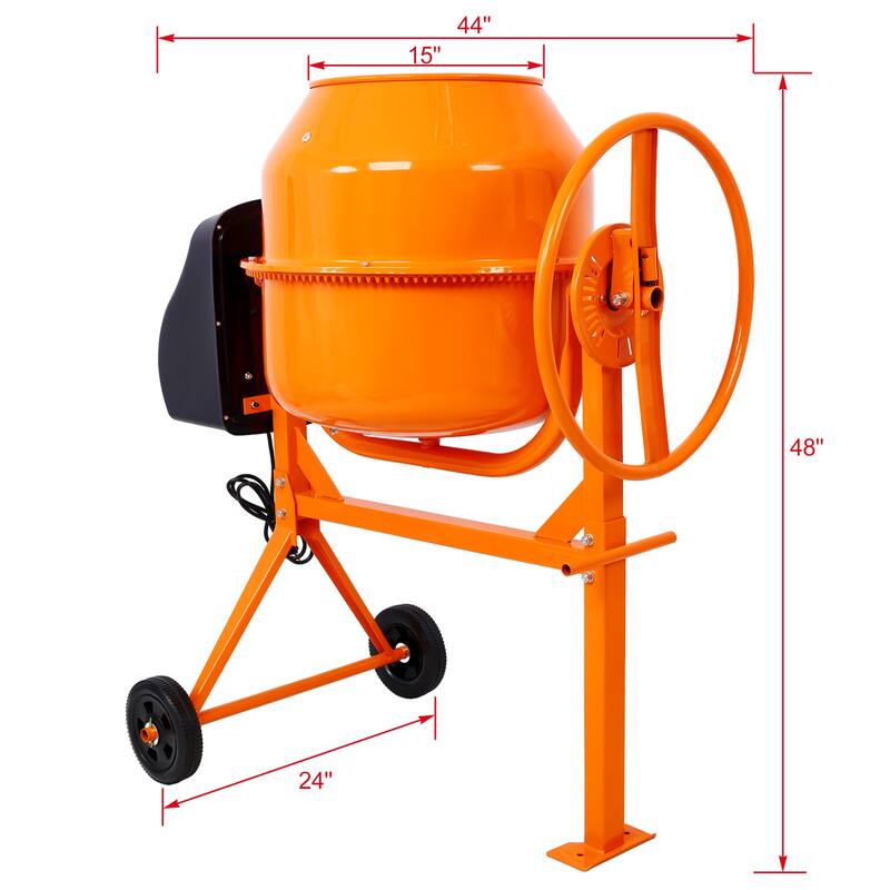 Cement Mixer,5 Cu. Ft Electric Concrete Mixer Machine, 650W AC Motor Portable Power Cement Mixers for Mortar, Stucco and Fodder