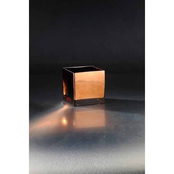 6” Glossy Chocolate Brown Square Tabletop Glass Vase - N/A