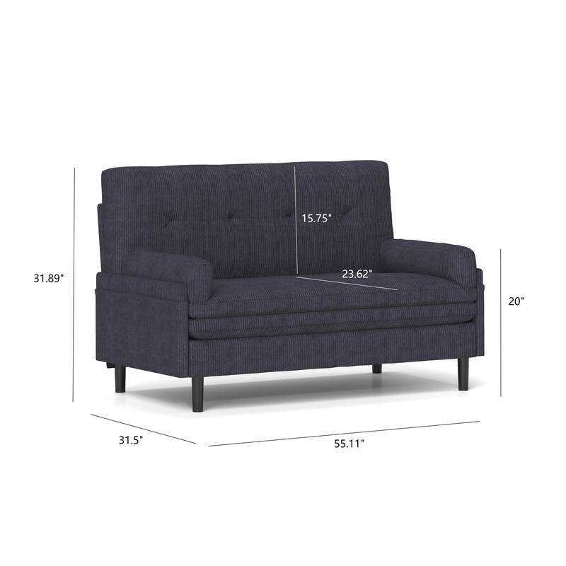 Grey 2 Seater Reclining Sofa Sleeper in Fabric and Metal
