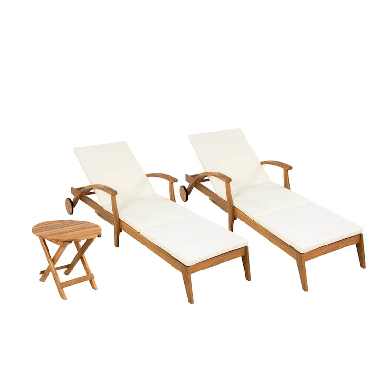 Christopher Knight Home - Azazel Acacia Wood Outdoor Chaise Lounge With Side Table Set