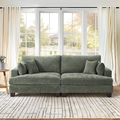 87-in Modern 3-Seater Upholstered Sofa Couch Chenille Design for Living Room