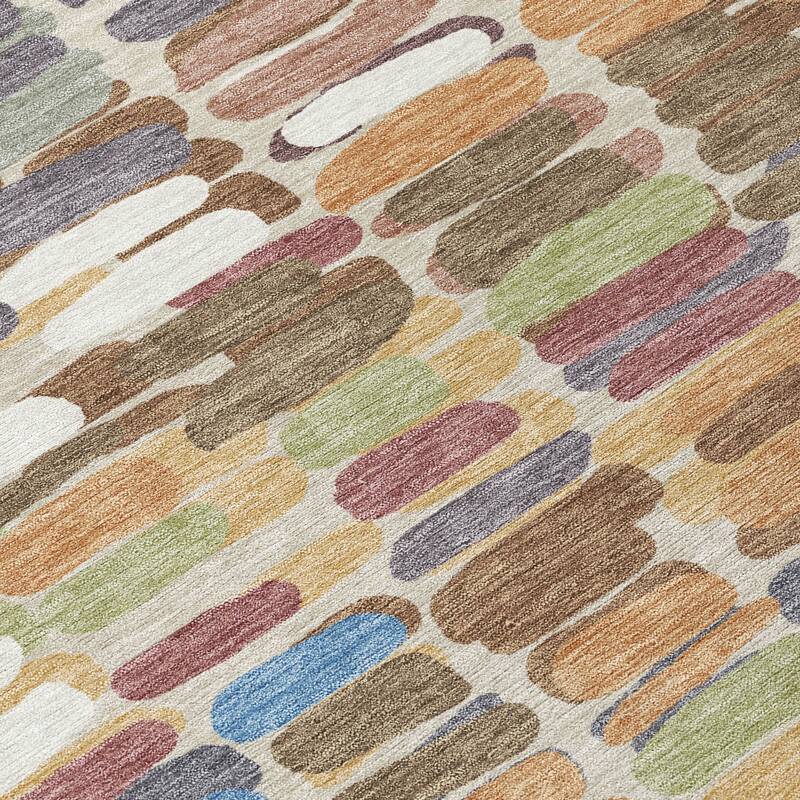 Machine Washable Indoor/ Outdoor Modern Caps Chantille Rug