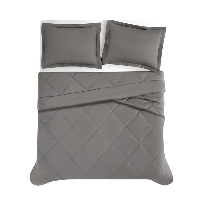 Cannon Solid Oversized Percale 3 Piece Comforter Set