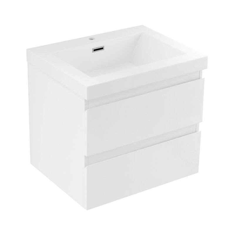 24"/30"/36"/48" Wall-Mounted 2-drawer Bathroom Vanity Set with Integrated Resin Sink