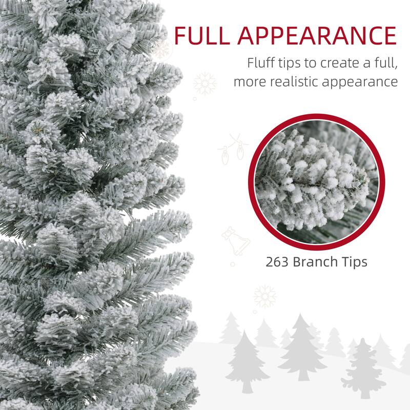 Slim 5ft Snow Flocked Artificial Christmas Tree with Realistic Snow Tips